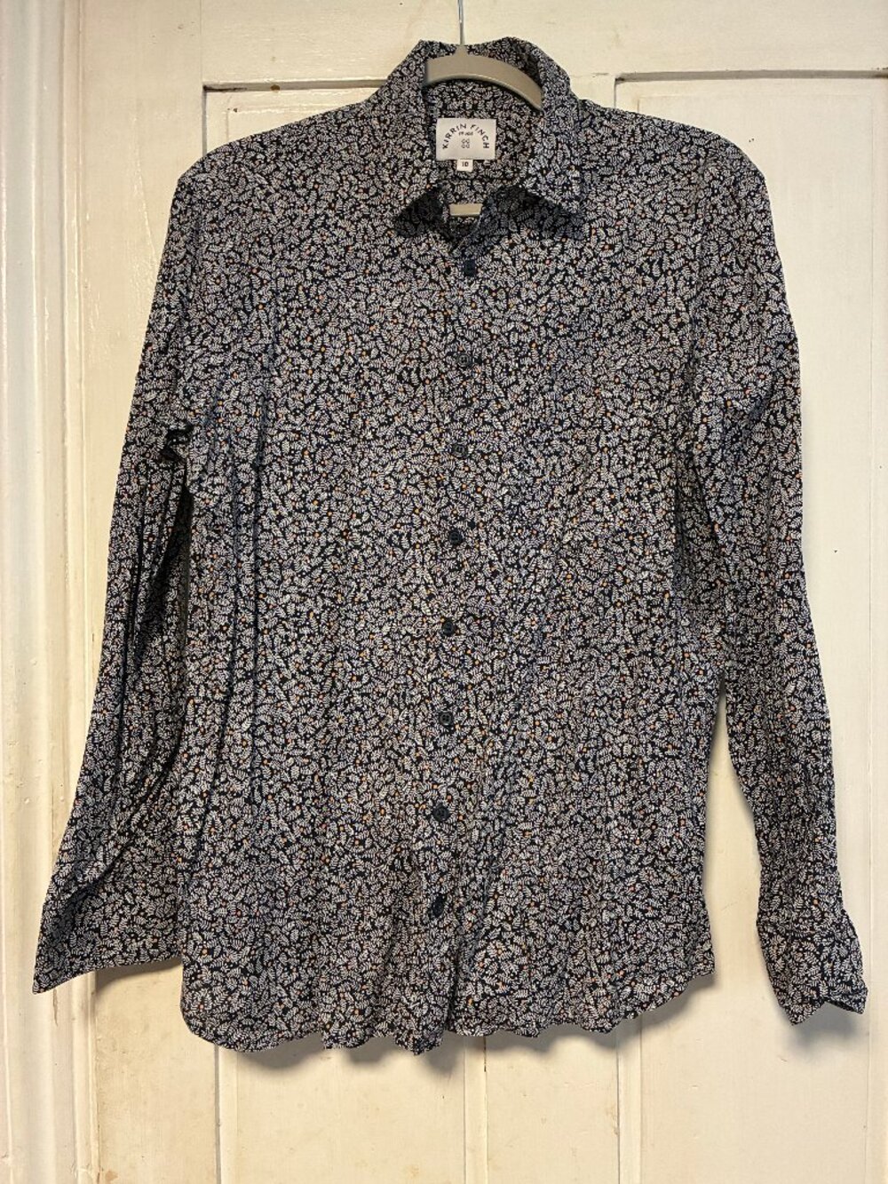 Kirrin Finch Hutchins Shirt Size 18 Navy Botanical Print